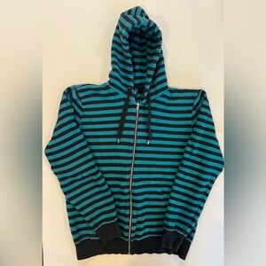 H&M Divided brand Teal and Black Striped Zip-Up Hoodie
